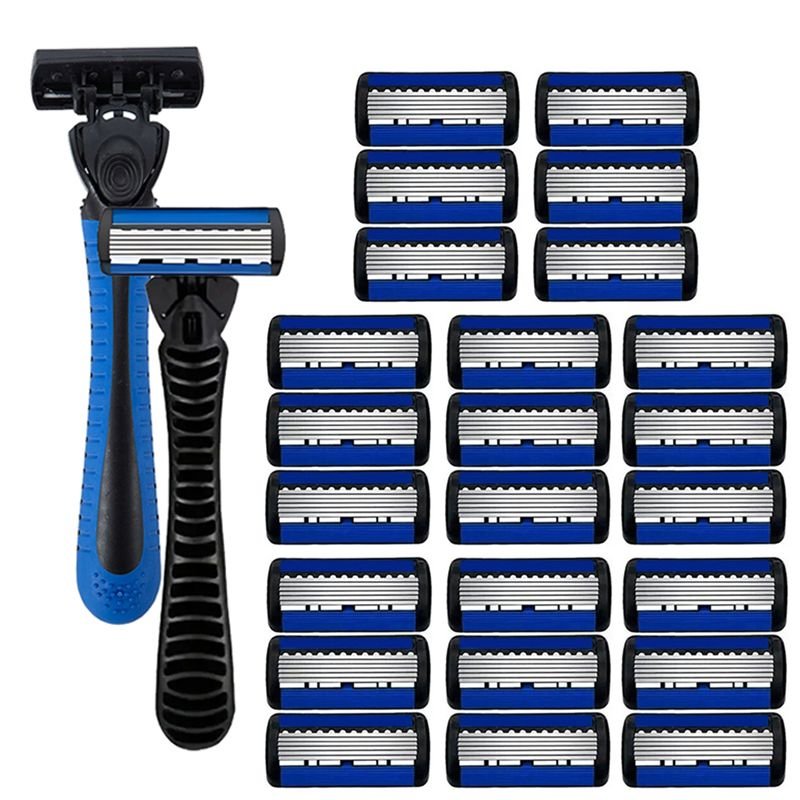 6 - layer razor blade, men's stainless steel blade, classic water washed razor, sharp blade for clean shaving - Spot