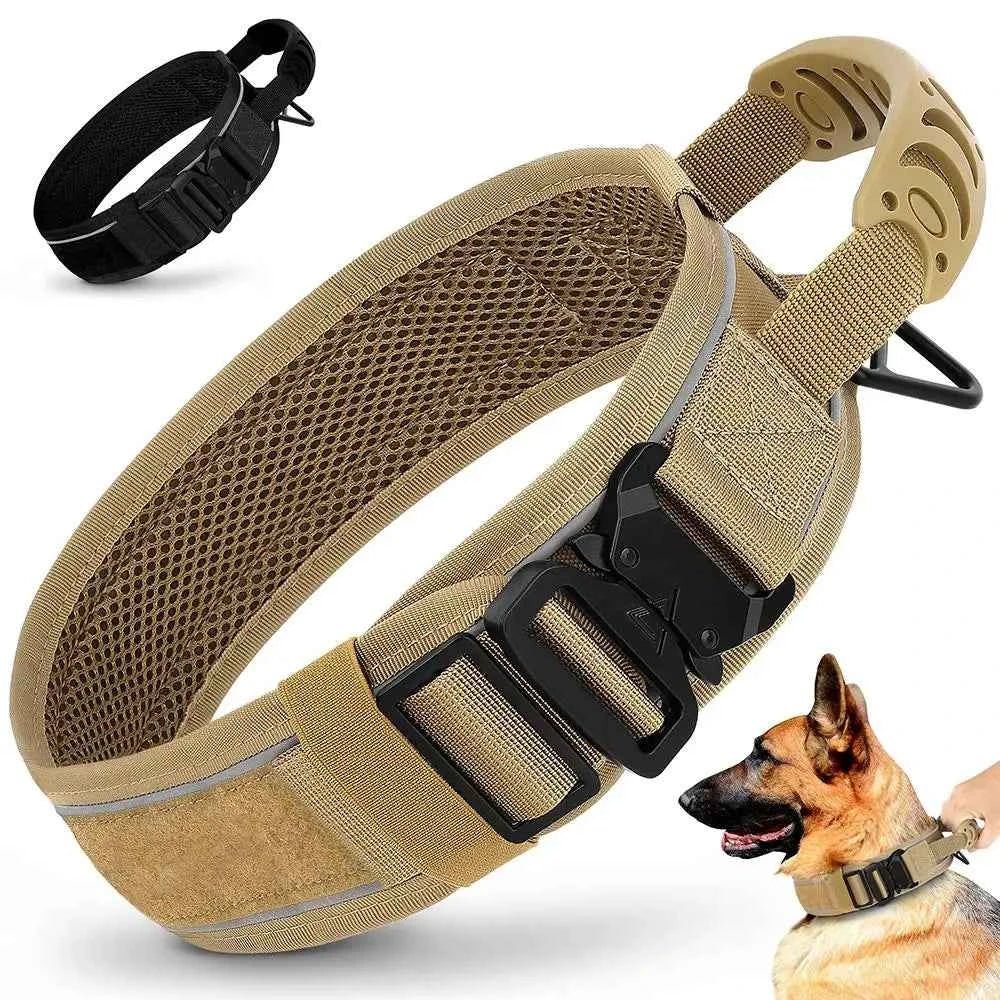 Heavy-Duty Tactical Dog Collar with Leash for Large Dogs - German Shepherd Training Gear by Souths Cheap Stuff