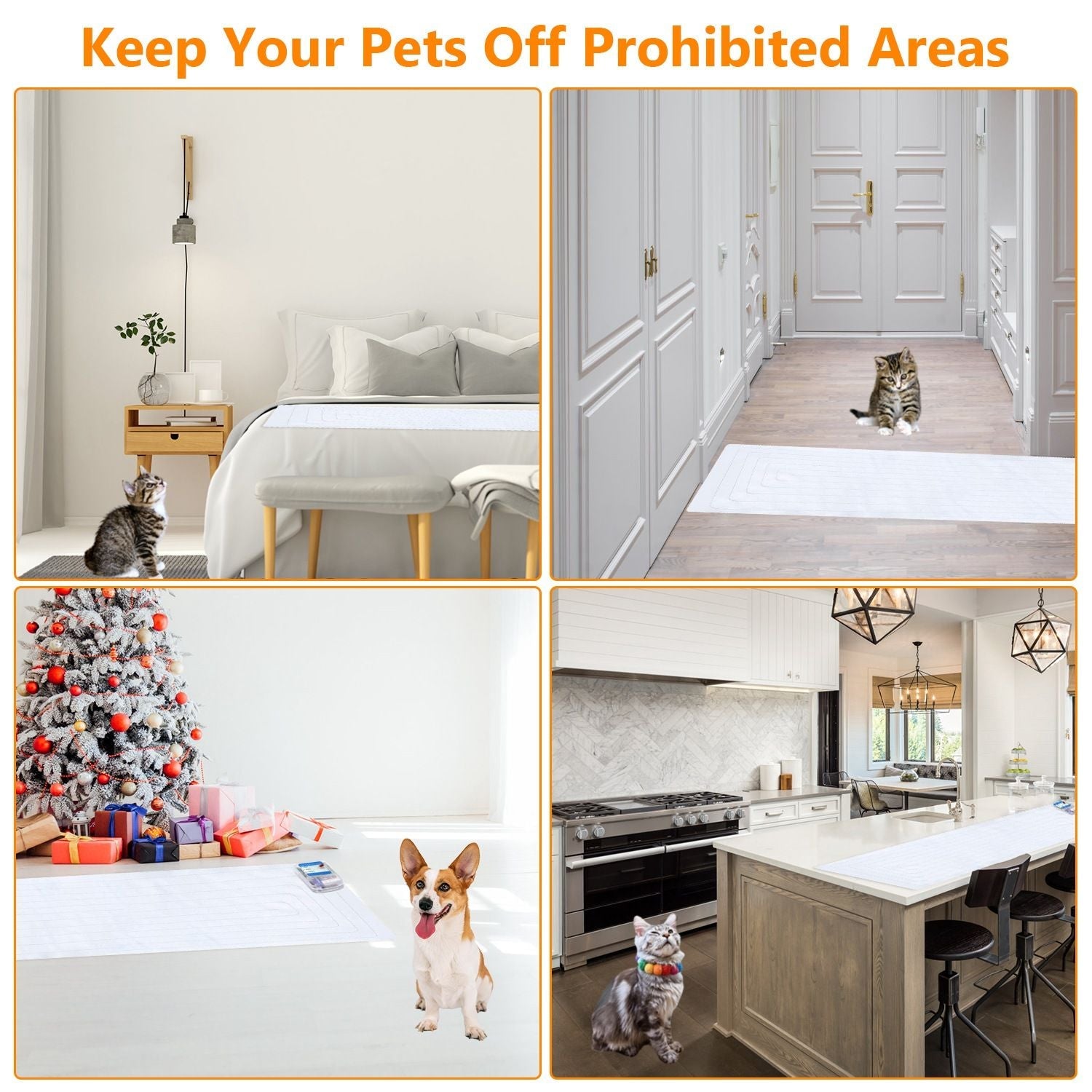 Electronic Pet Training Mat Indoor Safe Shock Training Pad for Dogs Cats Pet Barrier 60x12in with 3 Training Modes - Spot