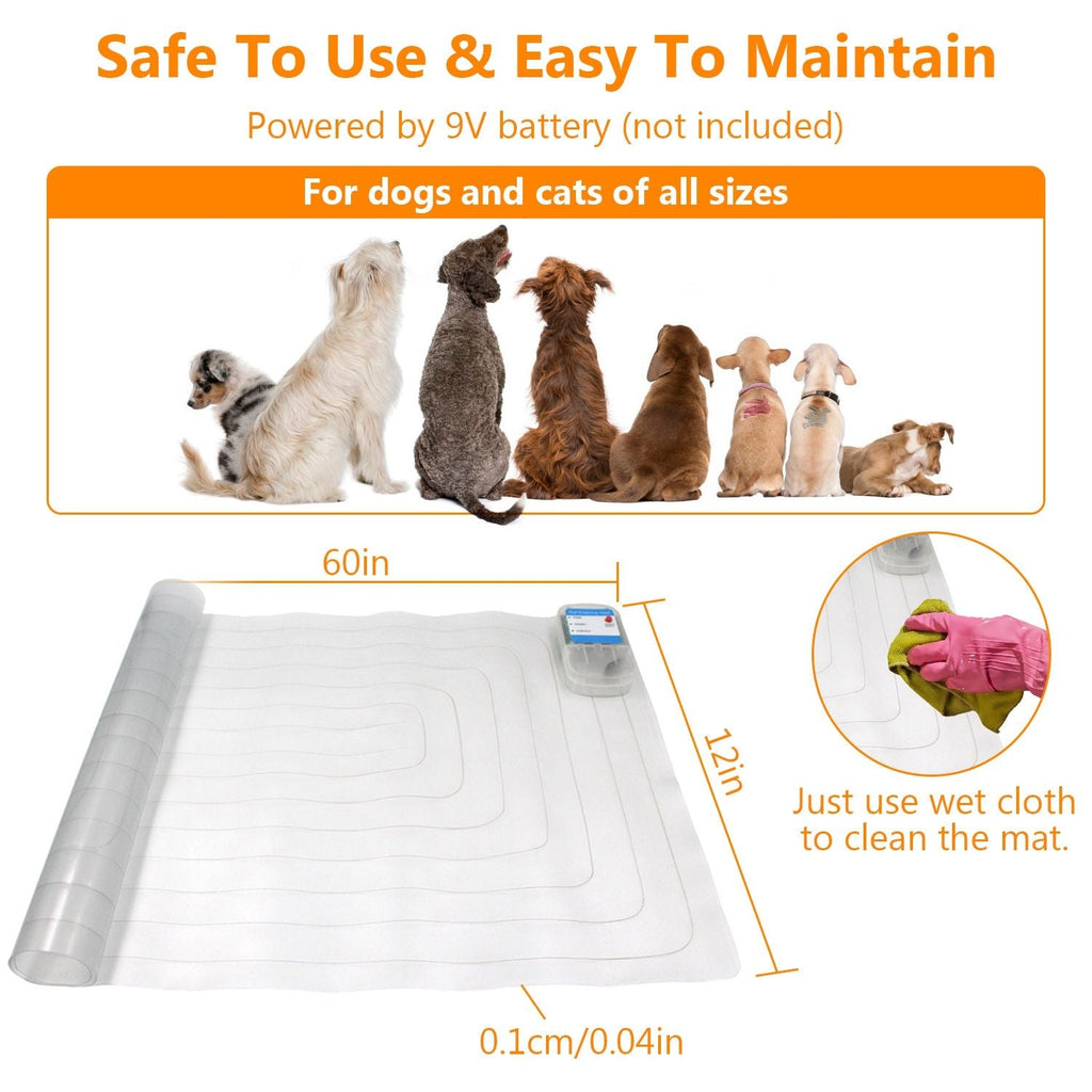 Electronic Pet Training Mat Indoor Safe Shock Training Pad for Dogs Cats Pet Barrier 60x12in with 3 Training Modes - Spot