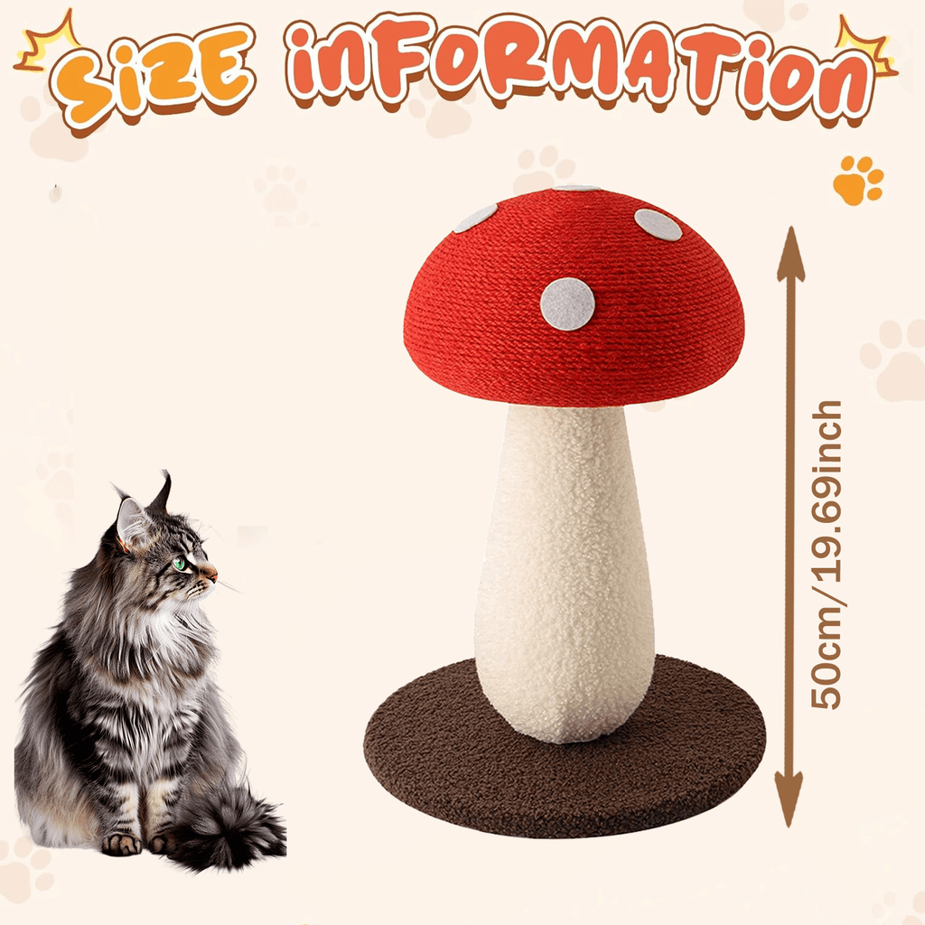 Extra Large Vertical Sisal Mushroom Shaped Cat Scratcher, Cat Scratching Table, Cat Scratching Board, Indoor Cat Interactive Cute Mushroom Cat Scratcher Cat Scratching Board - Spot