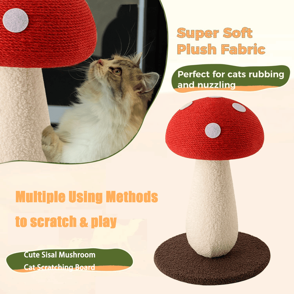 Extra Large Vertical Sisal Mushroom Shaped Cat Scratcher, Cat Scratching Table, Cat Scratching Board, Indoor Cat Interactive Cute Mushroom Cat Scratcher Cat Scratching Board - Spot
