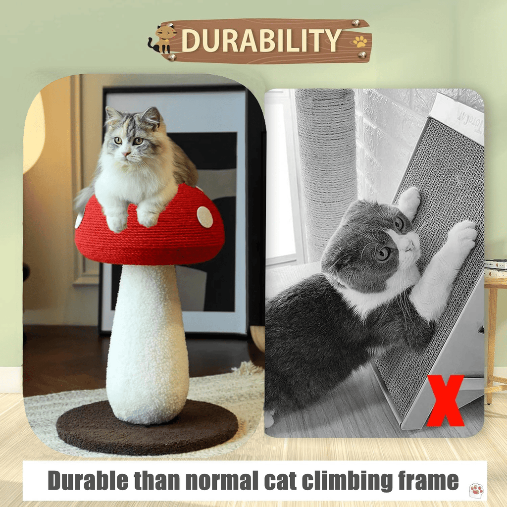 Extra Large Vertical Sisal Mushroom Shaped Cat Scratcher, Cat Scratching Table, Cat Scratching Board, Indoor Cat Interactive Cute Mushroom Cat Scratcher Cat Scratching Board - Spot