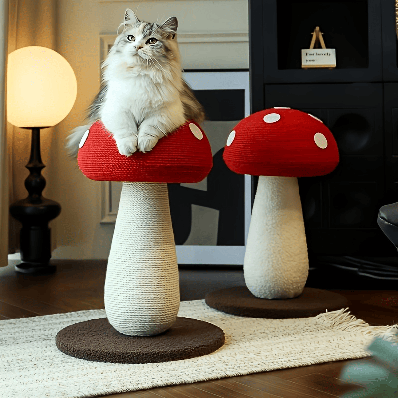 Extra Large Vertical Sisal Mushroom Shaped Cat Scratcher, Cat Scratching Table, Cat Scratching Board, Indoor Cat Interactive Cute Mushroom Cat Scratcher Cat Scratching Board - Spot