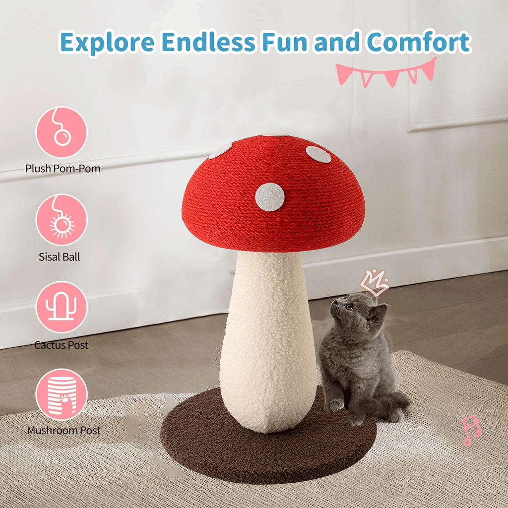 Extra Large Vertical Sisal Mushroom Shaped Cat Scratcher, Cat Scratching Table, Cat Scratching Board, Indoor Cat Interactive Cute Mushroom Cat Scratcher Cat Scratching Board - Spot
