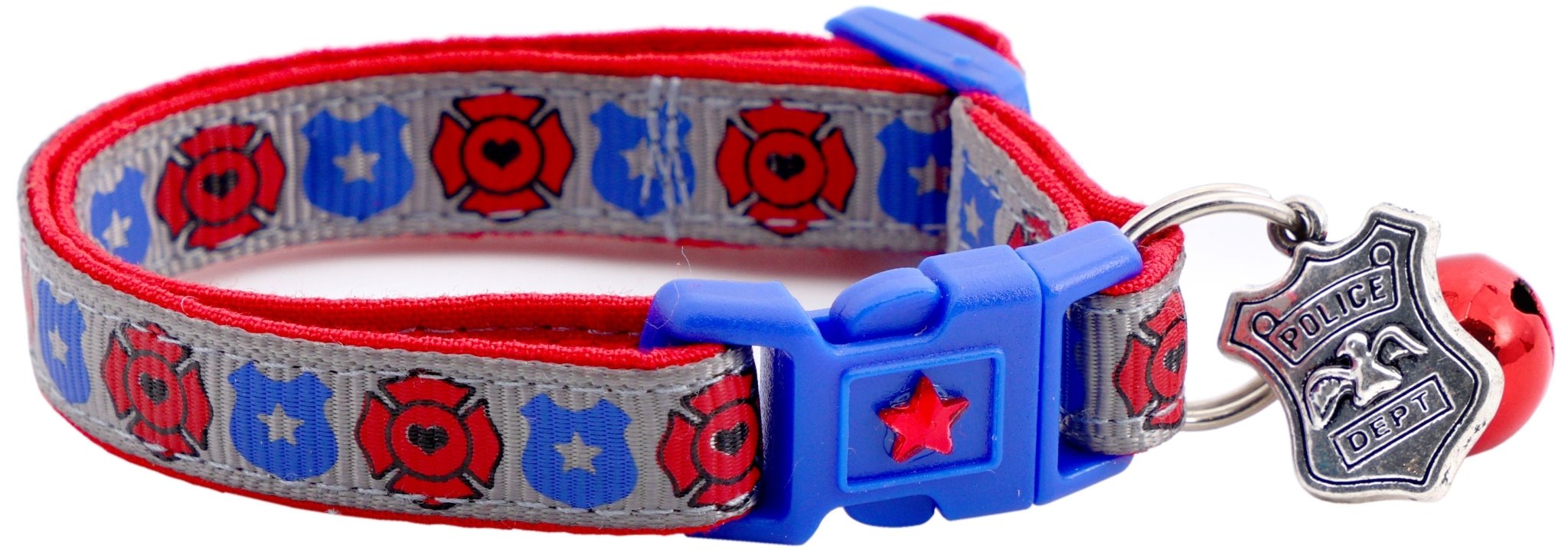 Fire And Police Badges Cat Collar With Breakaway Clip - shop_name pets petsupplys