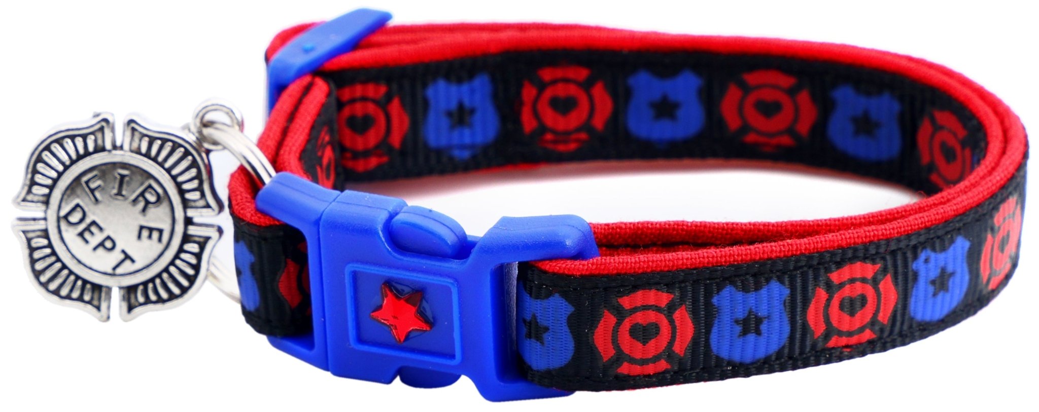 Fire And Police Badges Cat Collar With Breakaway Clip - shop_name pets petsupplys