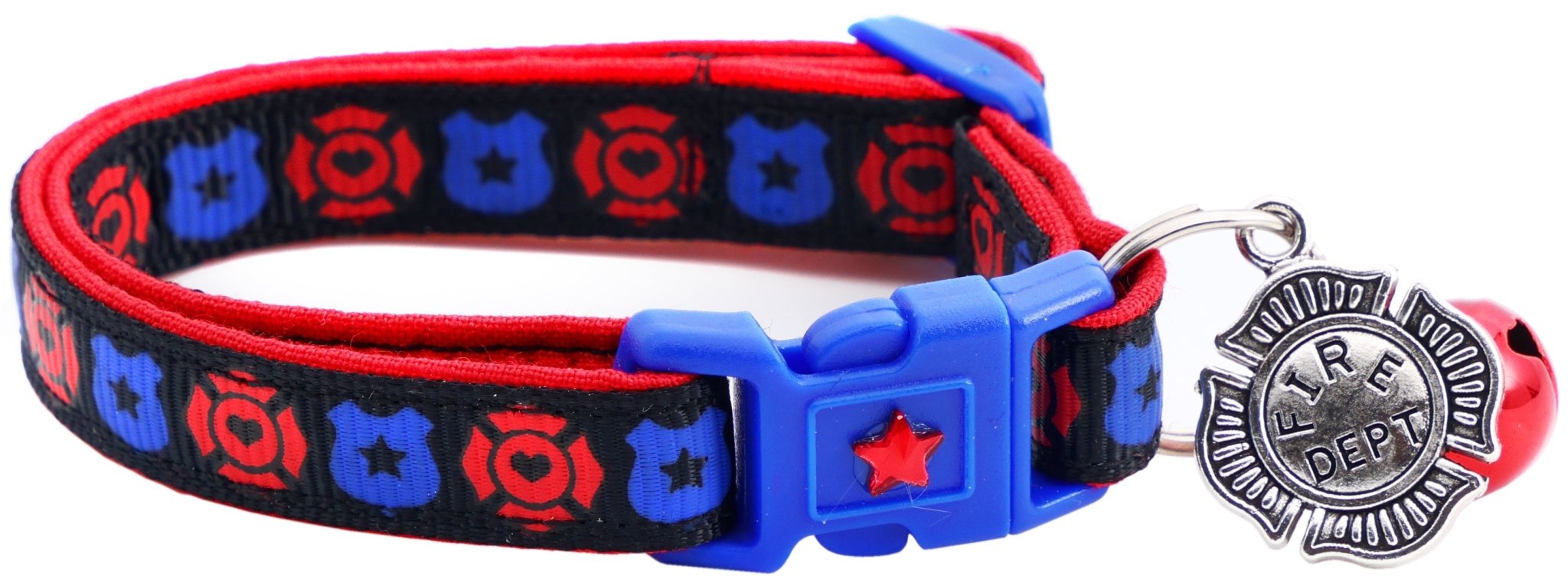 Fire And Police Badges Cat Collar With Breakaway Clip - shop_name pets petsupplys