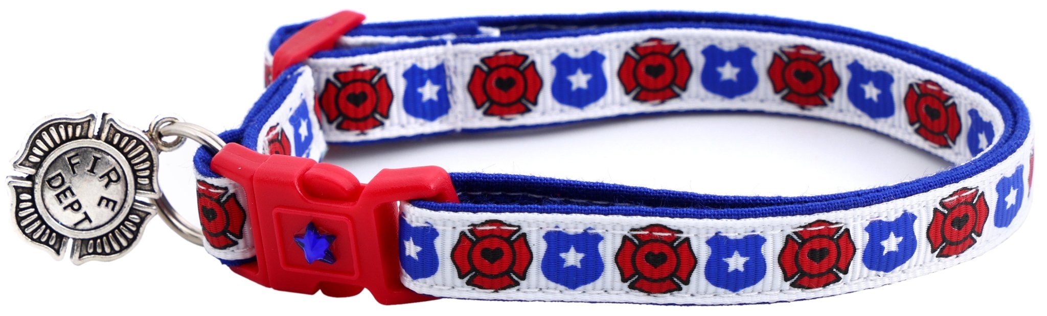 Fire And Police Badges Cat Collar With Breakaway Clip - shop_name pets petsupplys