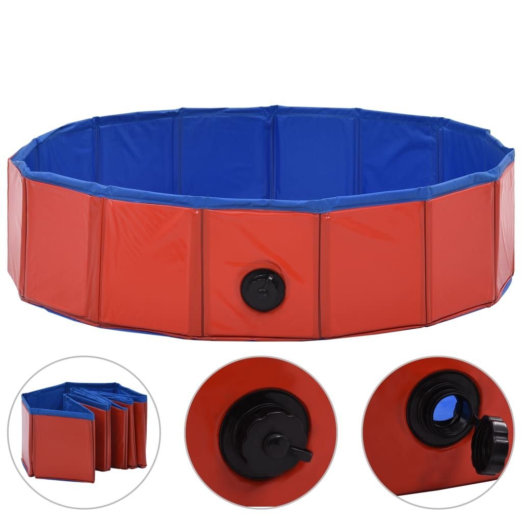 Foldable Dog Swimming Pool Red 31.5"x7.9" PVC - Spot