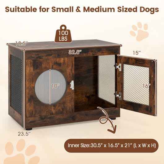 Furniture Style Dog Crate for Small and Medium Dogs with Translucent Window and Lockable Door-Rusti - #shop_name #pets #petsupplys