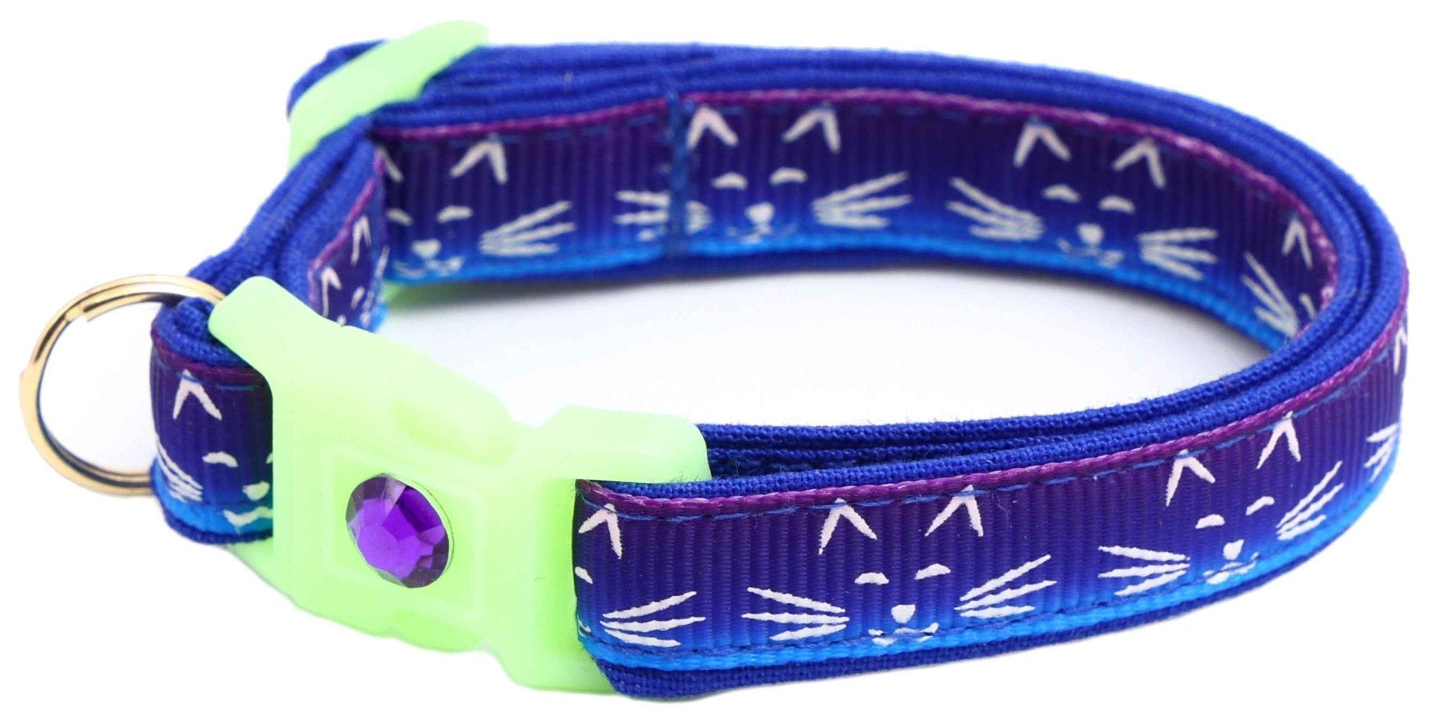 Glowing Cat Faces Breakaway Cat Collar by Pugs2Persians