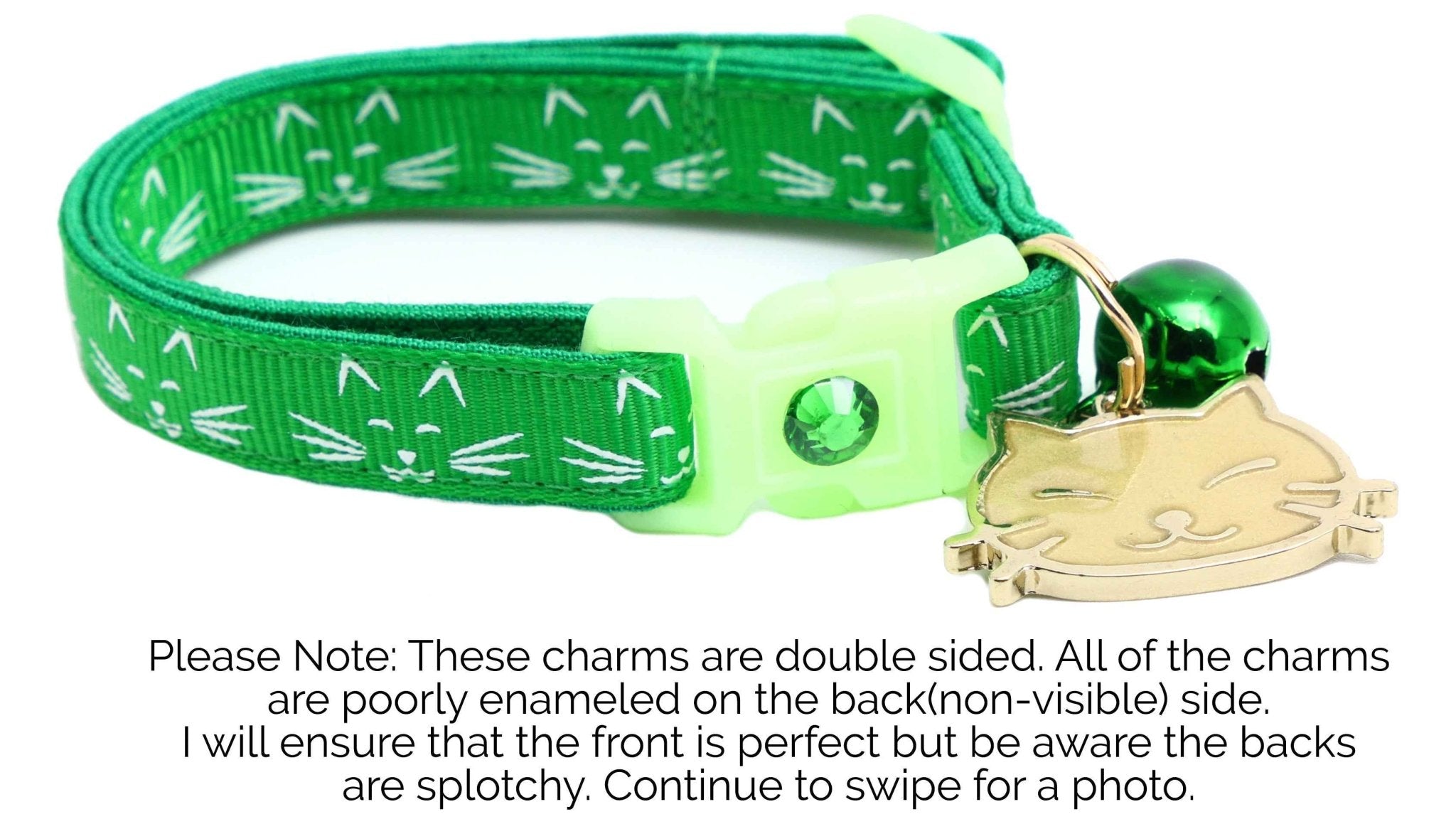 Glowing Cat Faces Breakaway Cat Collar by Pugs2Persians