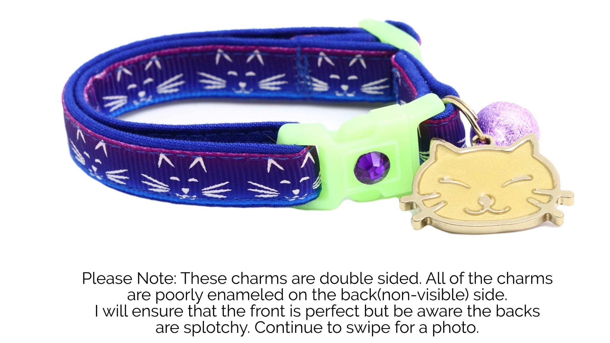Glowing Cat Faces Breakaway Cat Collar by Pugs2Persians
