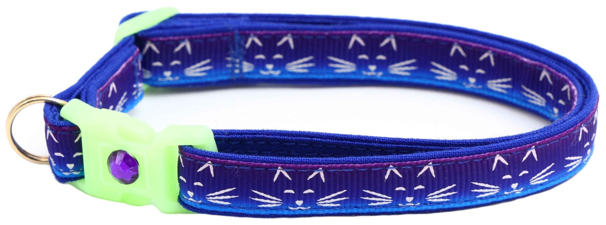 Glowing Cat Faces Breakaway Cat Collar by Pugs2Persians