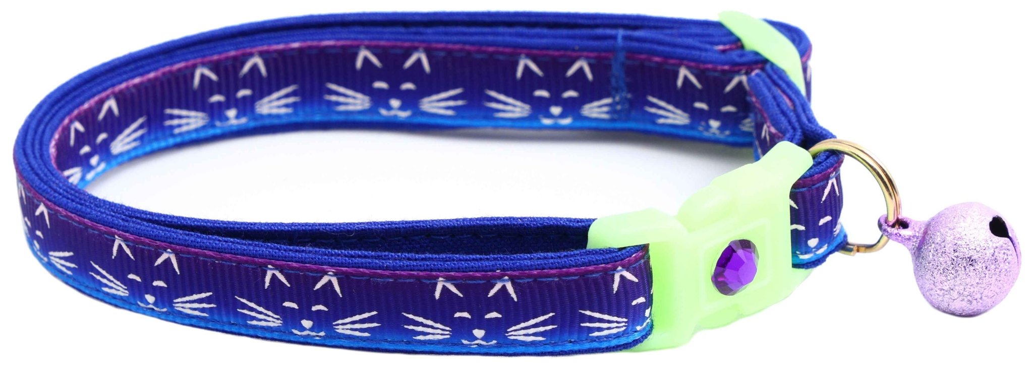 Glowing Cat Faces Breakaway Cat Collar by Pugs2Persians
