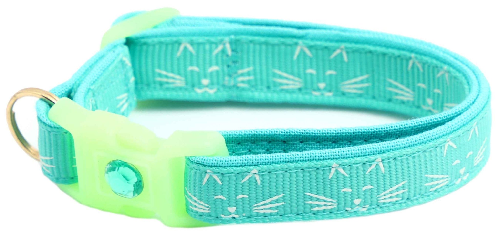 Glowing Cat Faces Breakaway Cat Collar by Pugs2Persians