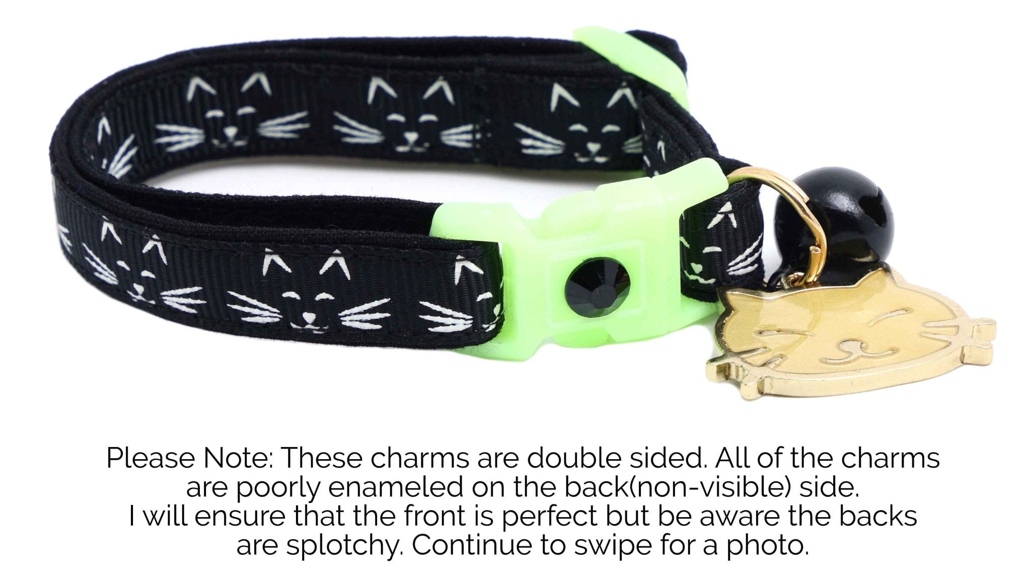 Glowing Cat Faces Breakaway Cat Collar by Pugs2Persians