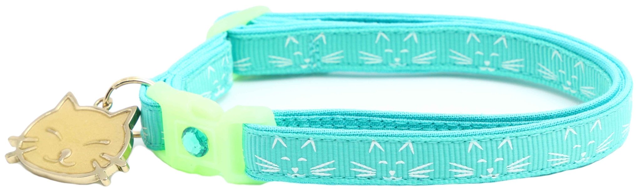 Glowing Cat Faces Breakaway Cat Collar by Pugs2Persians