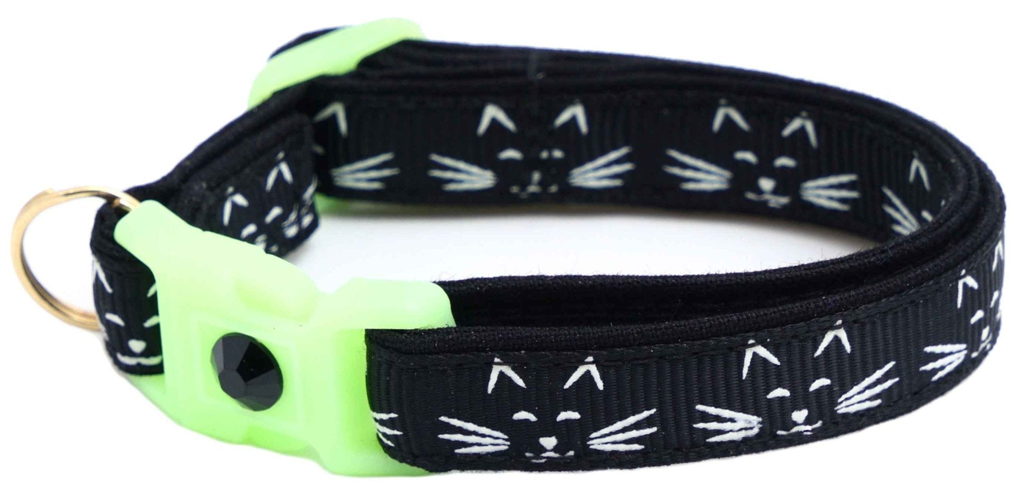 Glowing Cat Faces Breakaway Cat Collar by Pugs2Persians