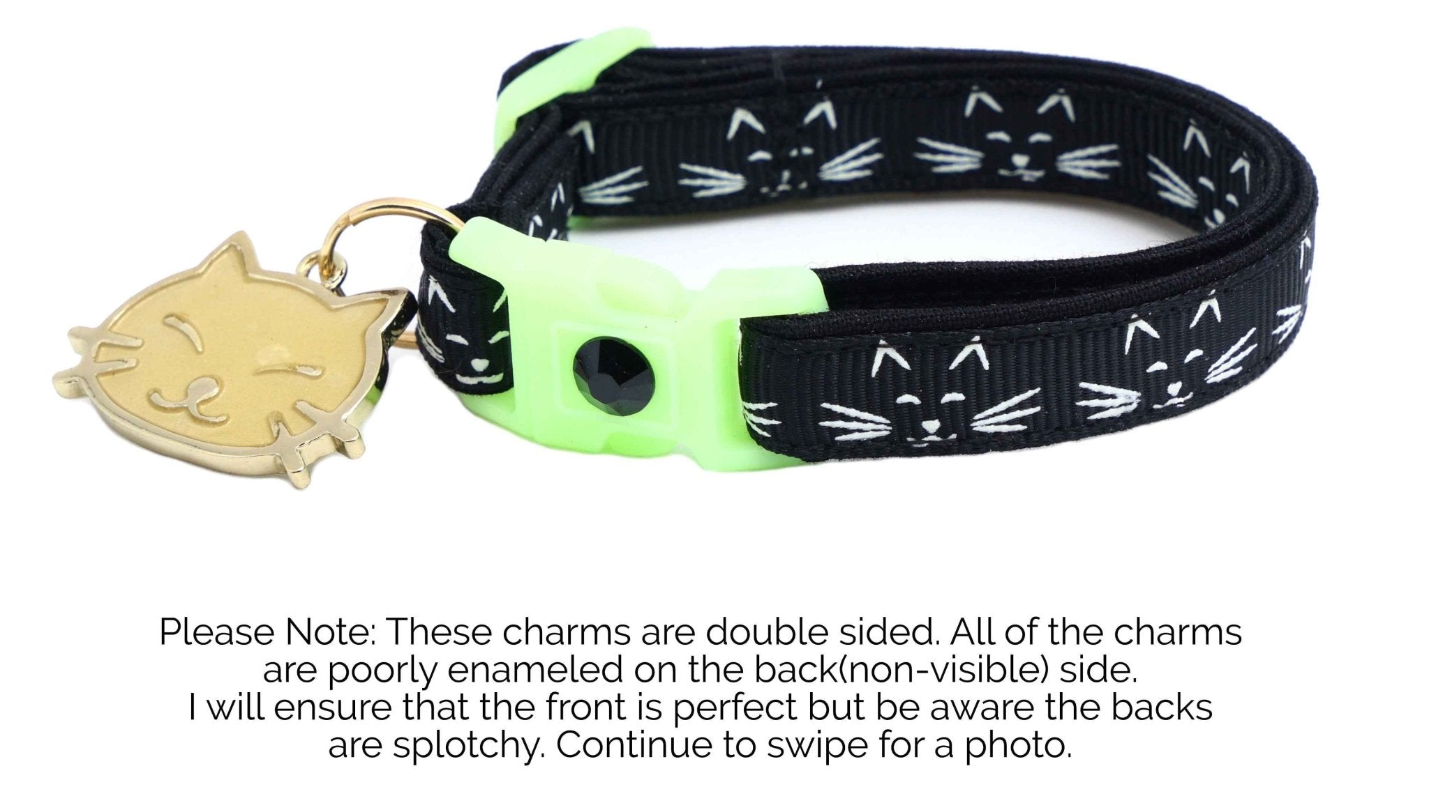 Glowing Cat Faces Breakaway Cat Collar by Pugs2Persians