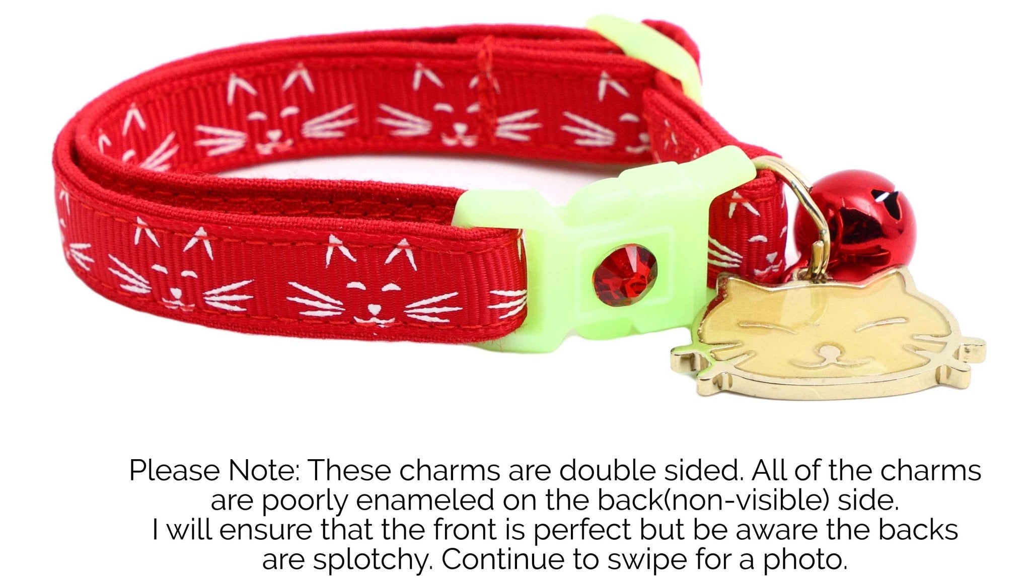 Glowing Cat Faces Breakaway Cat Collar by Pugs2Persians