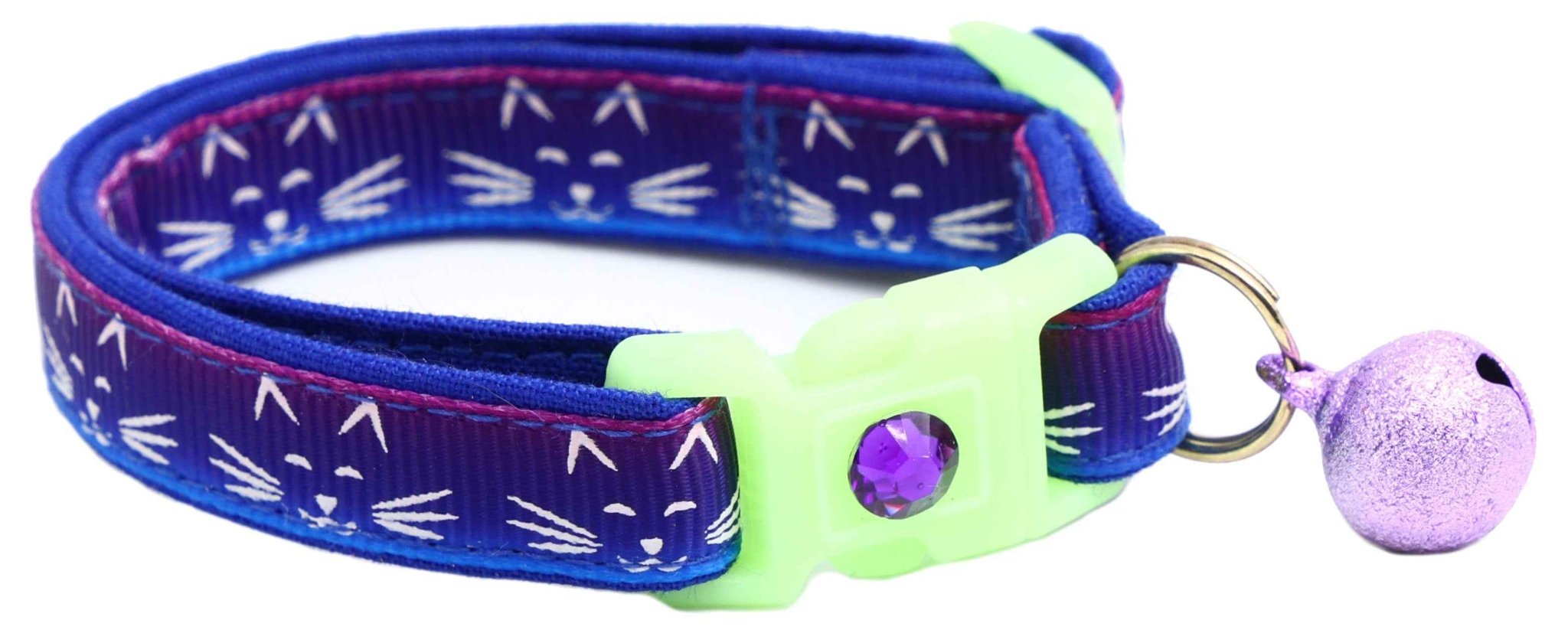 Glowing Cat Faces Breakaway Cat Collar by Pugs2Persians