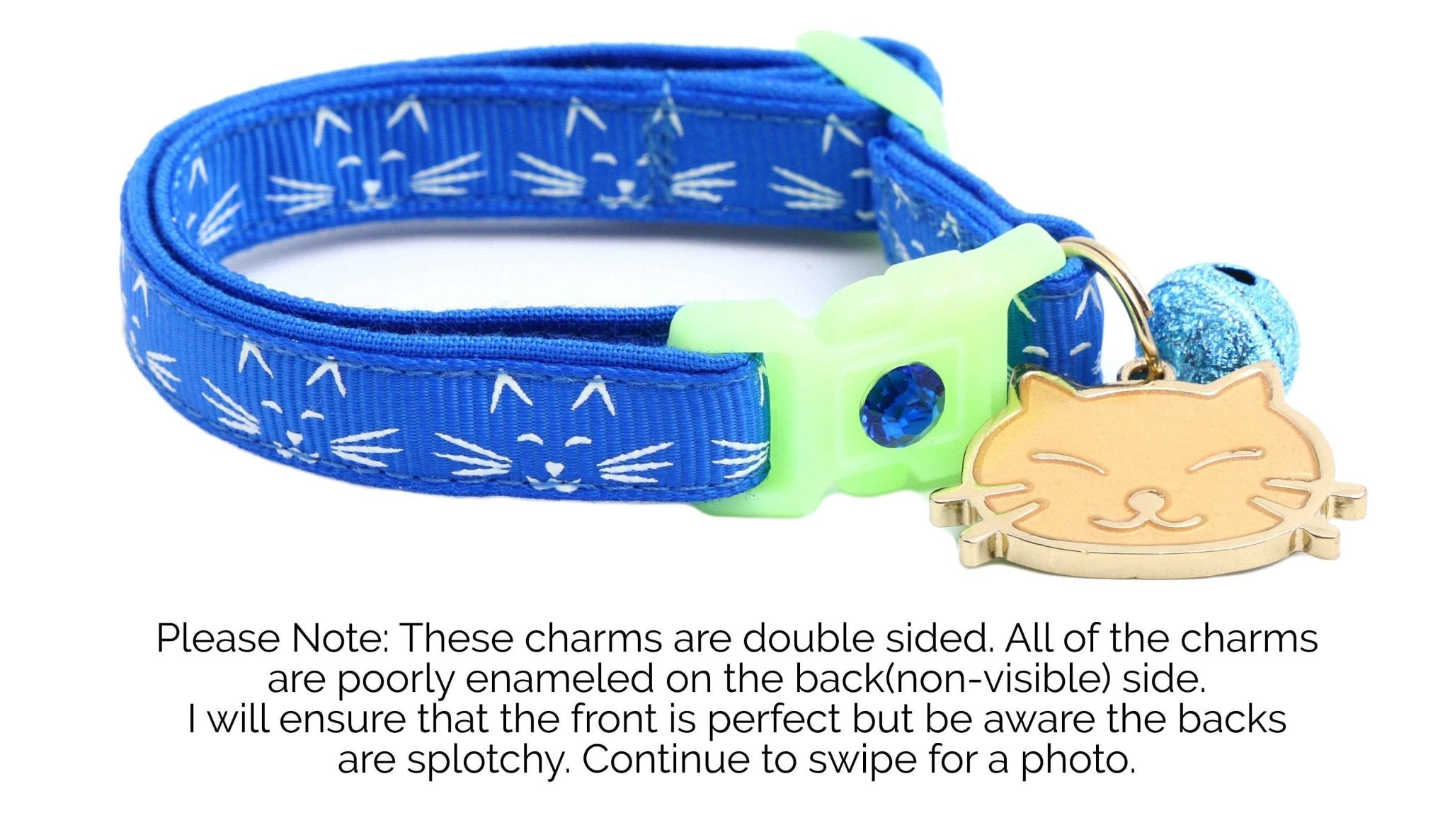 Glowing Cat Faces Breakaway Cat Collar by Pugs2Persians