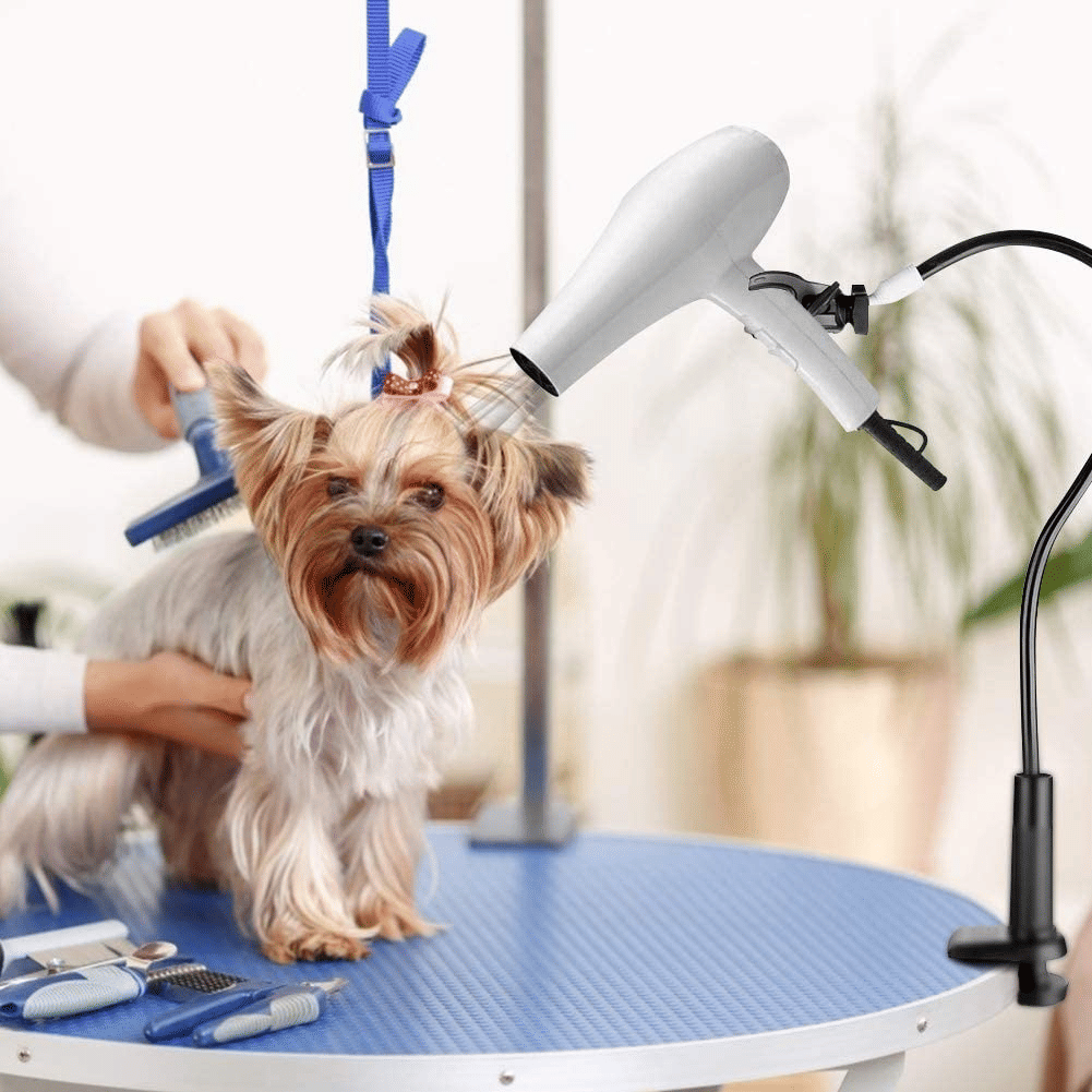 Hair Dryer Holder Hands 360 Degrees Rotatable Hands - Free Hair Dryer Stand Aluminum Alloy Gooseneck Pet Dog Cat Grooming Table Hair Dryer Clip Holder with Clamp Mount - Spot