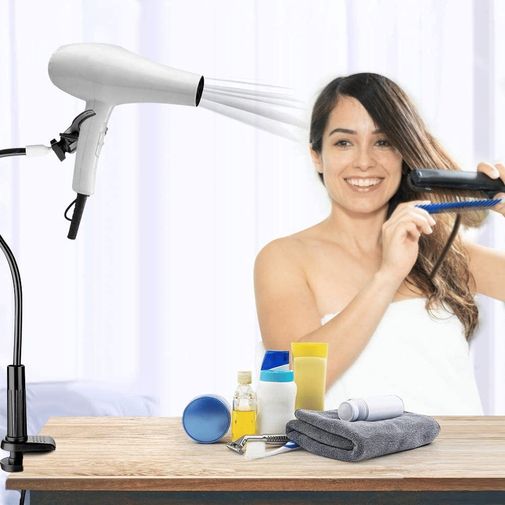 Hair Dryer Holder Hands 360 Degrees Rotatable Hands - Free Hair Dryer Stand Aluminum Alloy Gooseneck Pet Dog Cat Grooming Table Hair Dryer Clip Holder with Clamp Mount - Spot