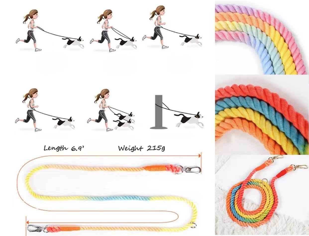 HANDS FREE DOG ROPE LEASH - OMBRE LIGHT BLUE by PAWSOME PETS