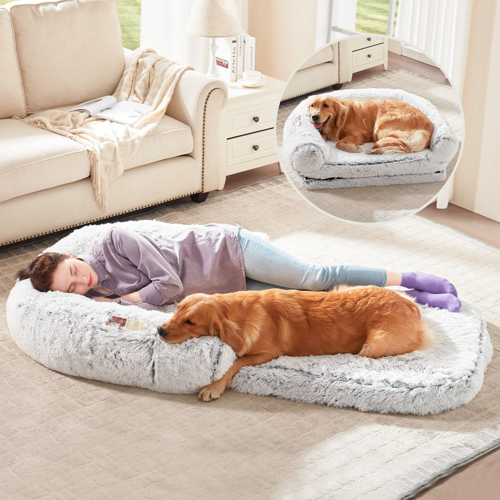 Human Dog Bed, 71"x43"x12" Dog Beds for Large Dogs, Foldable Plush Washable Dog Bed for People Doze Off, Orthopedic Dog Beds for Humans Size Fits You and Pets - Spot