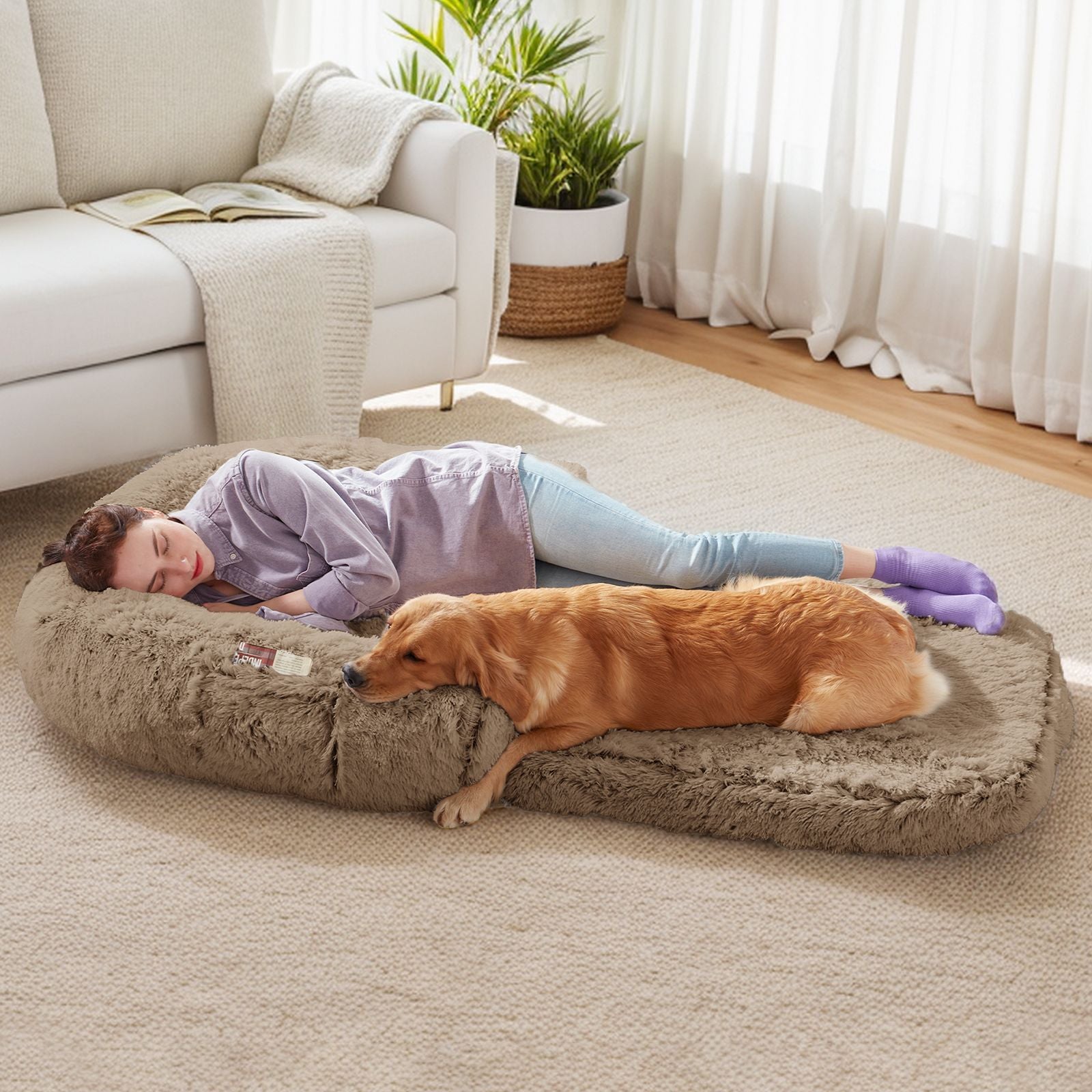 Human Dog Bed, 71"x43"x12" Dog Beds for Large Dogs, Foldable Plush Washable Dog Bed for People Doze Off, Orthopedic Dog Beds for Humans Size Fits You and Pets - Spot