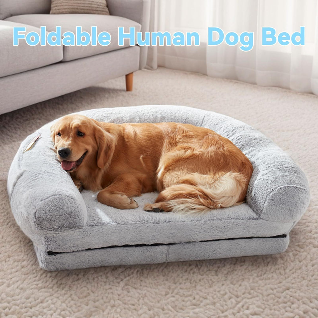 Human Dog Bed, 71"x43"x12" Dog Beds for Large Dogs, Foldable Plush Washable Dog Bed for People Doze Off, Orthopedic Dog Beds for Humans Size Fits You and Pets - Spot