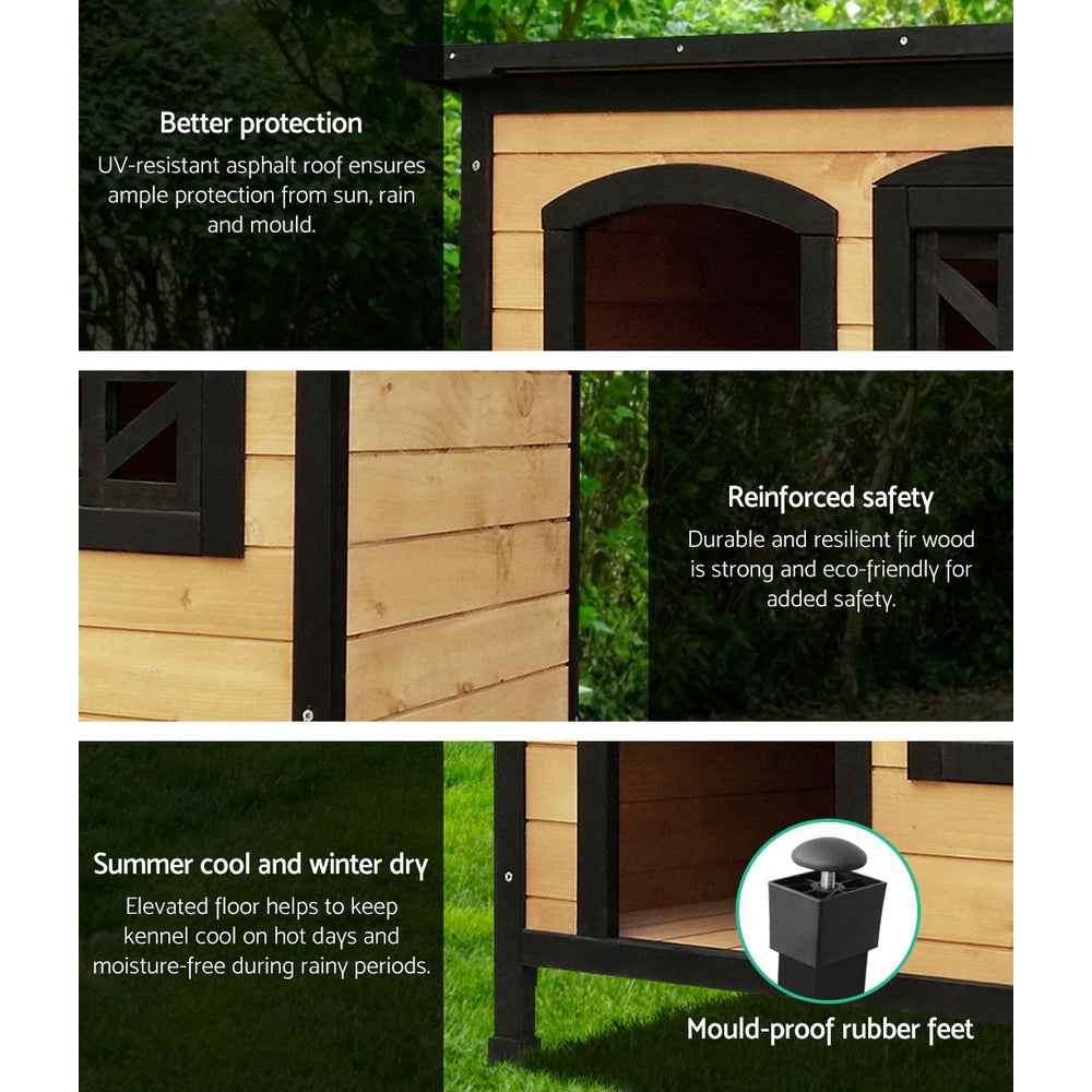 i.Pet Dog Kennel Large Wooden Outdoor Indoor House Pet Puppy Crate Cabin Waterproof - shop_name pets petsupplys