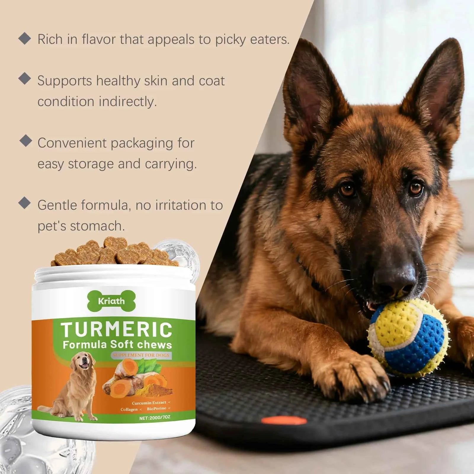 Kriath Dog Turmeric Supplement - Skin, Coat & Joint Care Granules by Souths Cheap Stuff