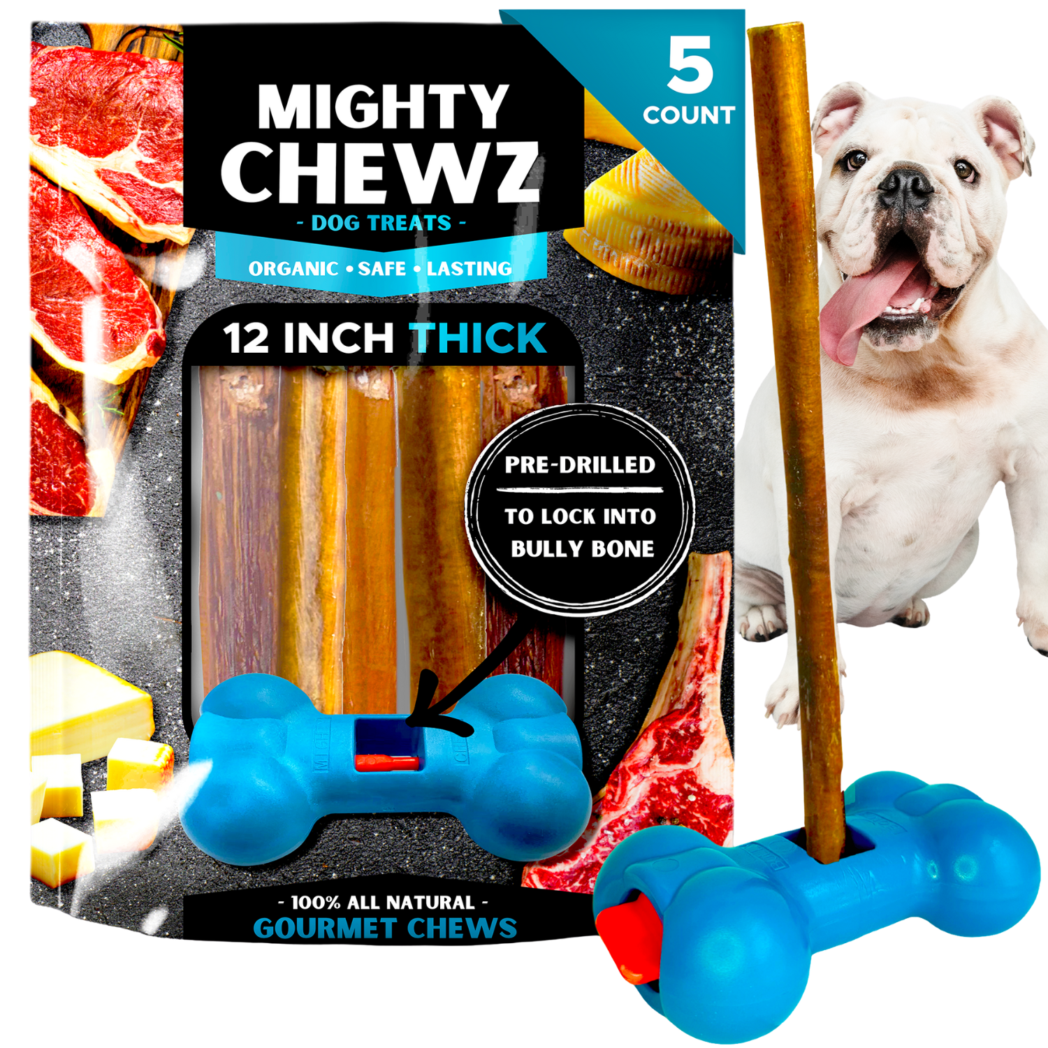 Mighty Chewz Bully Stick Holder PackSafe for Safe Dog Chewing - shop_name pets petsupplys