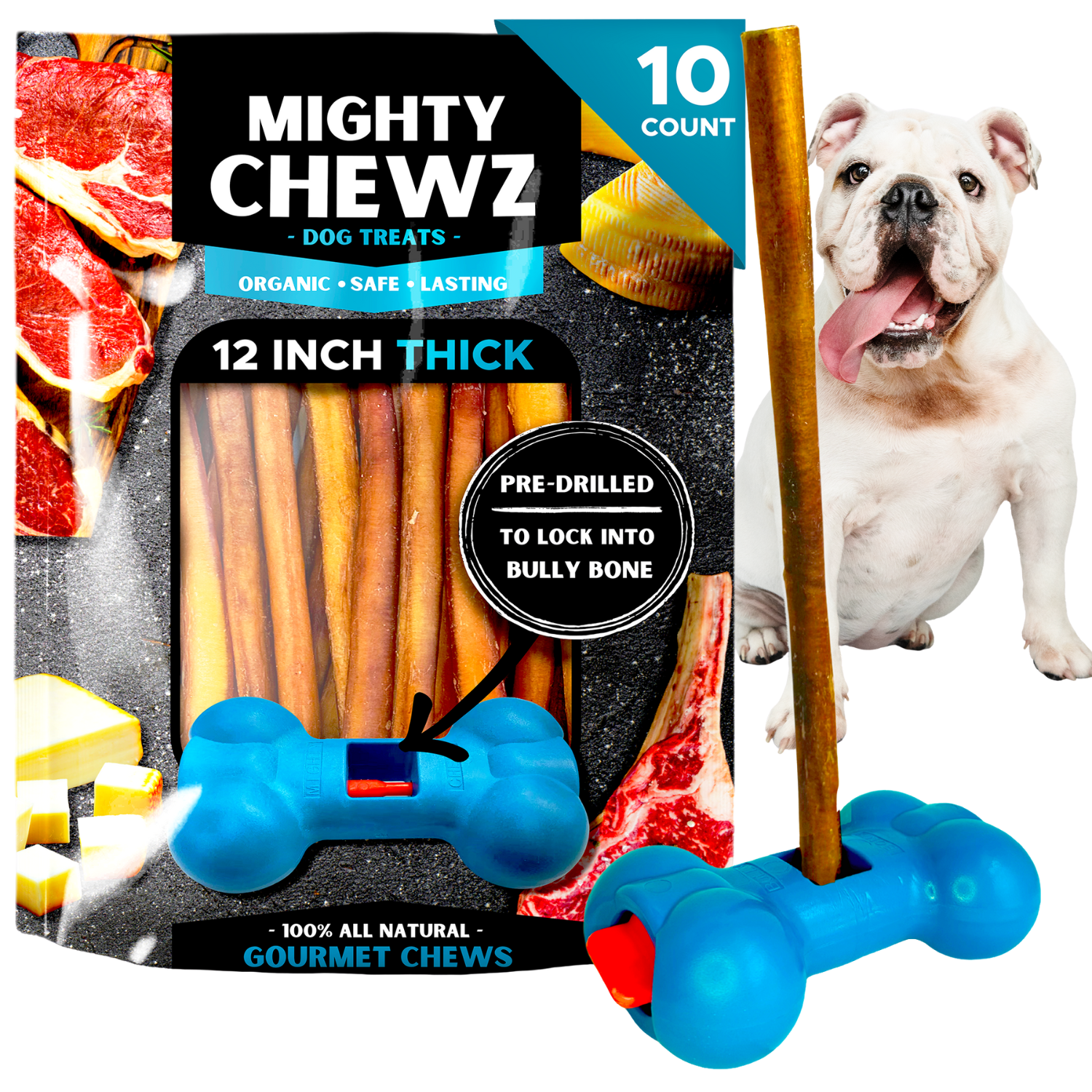 Mighty Chewz Bully Stick Holder PackSafe for Safe Dog Chewing - shop_name pets petsupplys