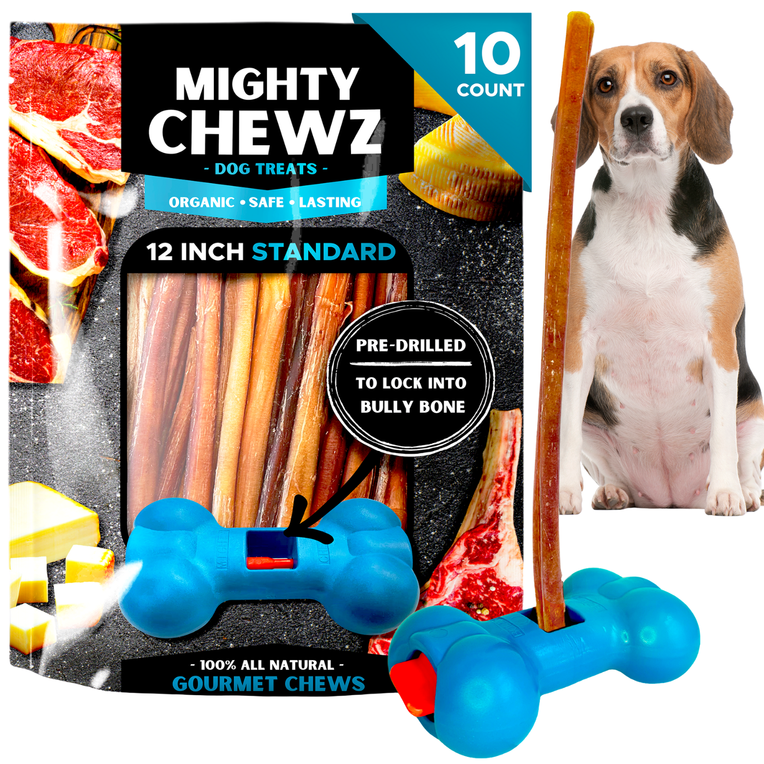 Mighty Chewz Bully Stick Holder PackSafe Safe Chewing For Dogs - shop_name pets petsupplys