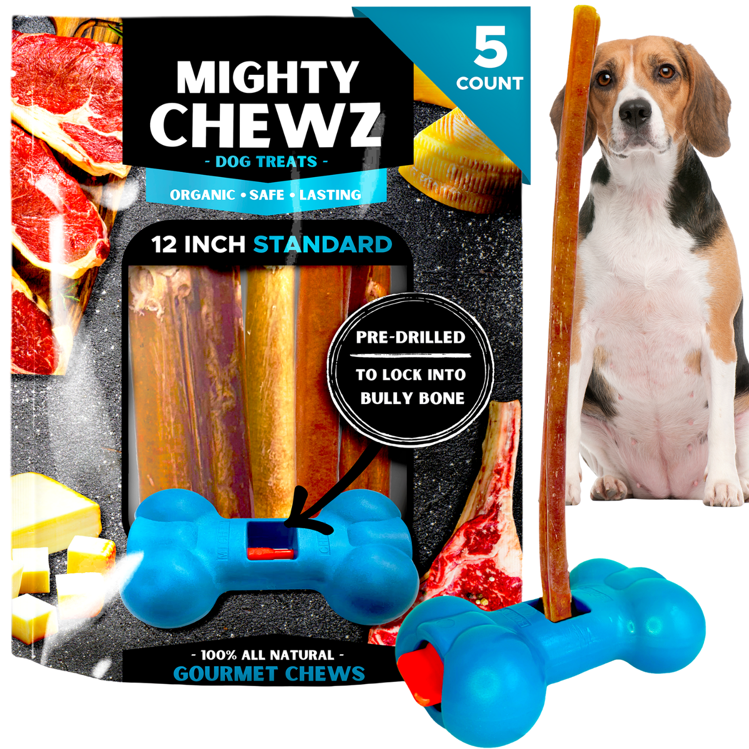 Mighty Chewz Bully Stick Holder PackSafe Safe Chewing For Dogs - shop_name pets petsupplys