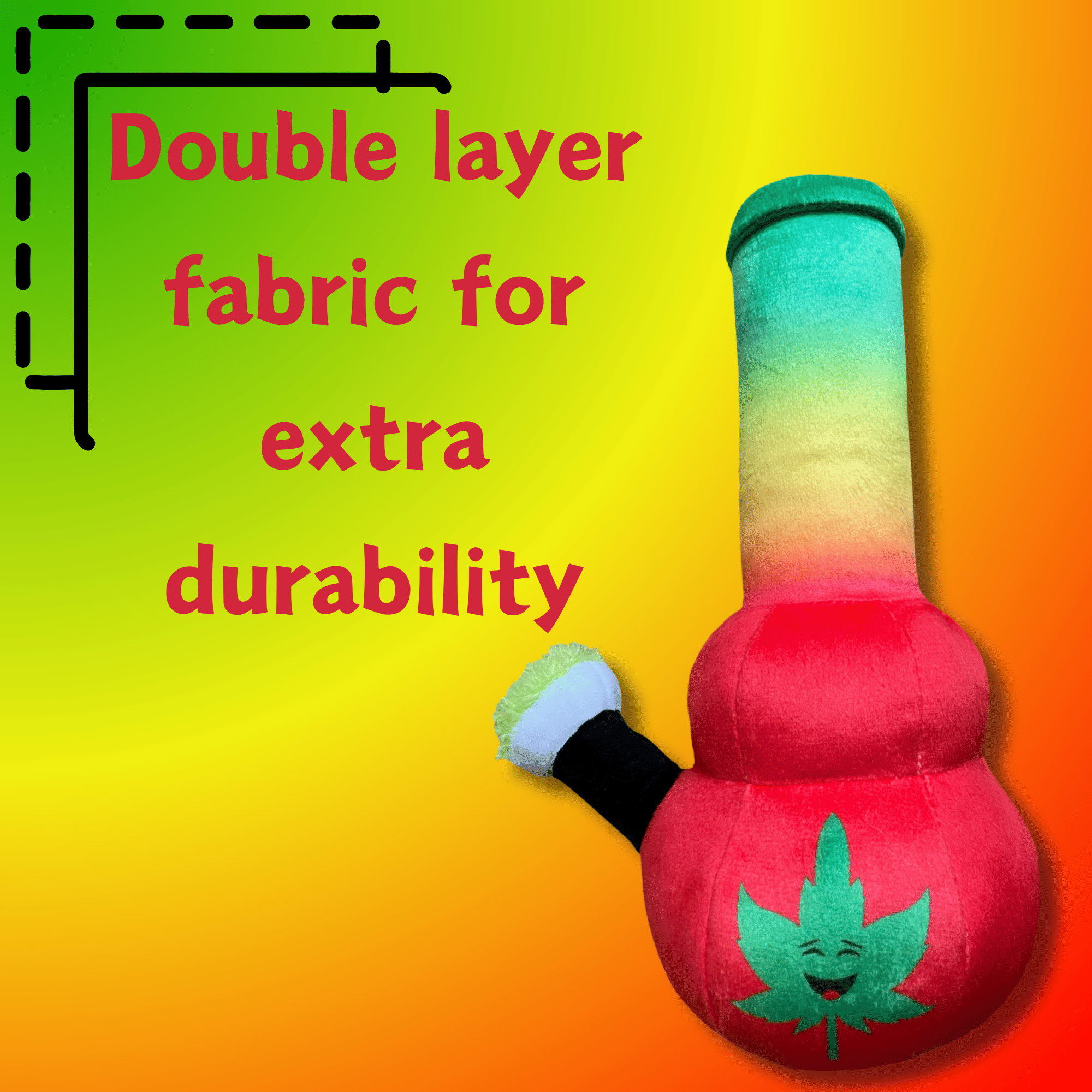 My Name is Bo da Bong, Funny Squeaky Weed Dog Toy, Cute Stuffed Parody Rasta Pot Bong, Cool Plush 420 Novelty Gift for Puppies & Small, Medium & Large Breeds, for Fetch & a Photo Prop - Spot