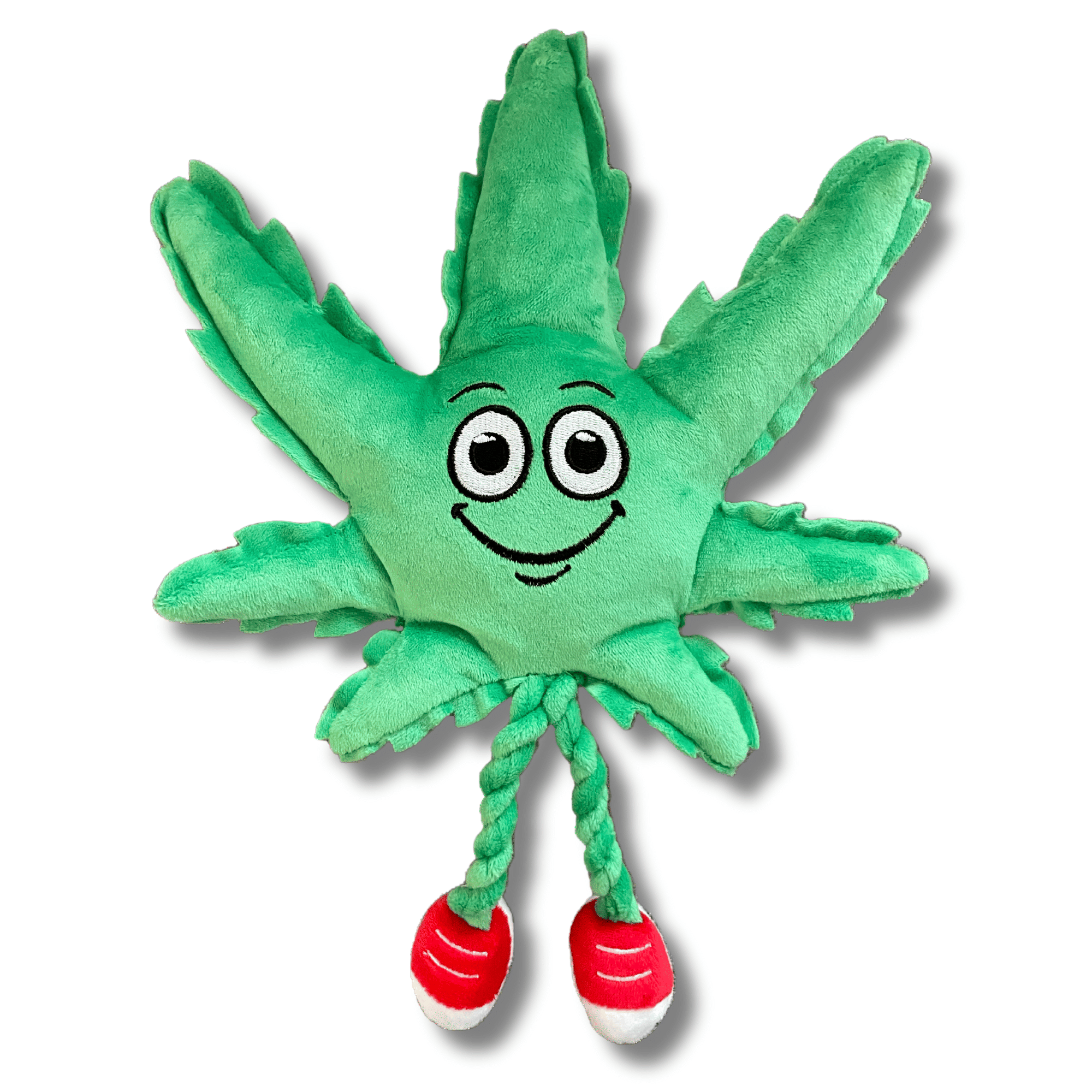 My Name is MJ, Cute Stuffed Parody Marijuana Leaf Dog Toy, Funny Squeaky Weed Toy, Cool Plush Novelty 420 Gift for Puppies & Small, Medium & Large Breeds, for Fetch & a Photo Prop, Shelf - Sitter - Spot