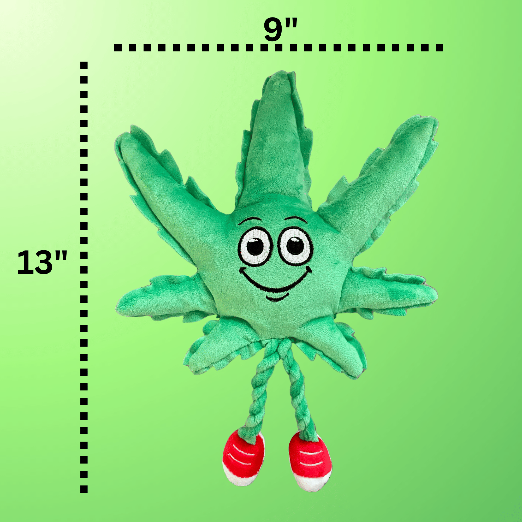 My Name is MJ, Cute Stuffed Parody Marijuana Leaf Dog Toy, Funny Squeaky Weed Toy, Cool Plush Novelty 420 Gift for Puppies & Small, Medium & Large Breeds, for Fetch & a Photo Prop, Shelf - Sitter - Spot