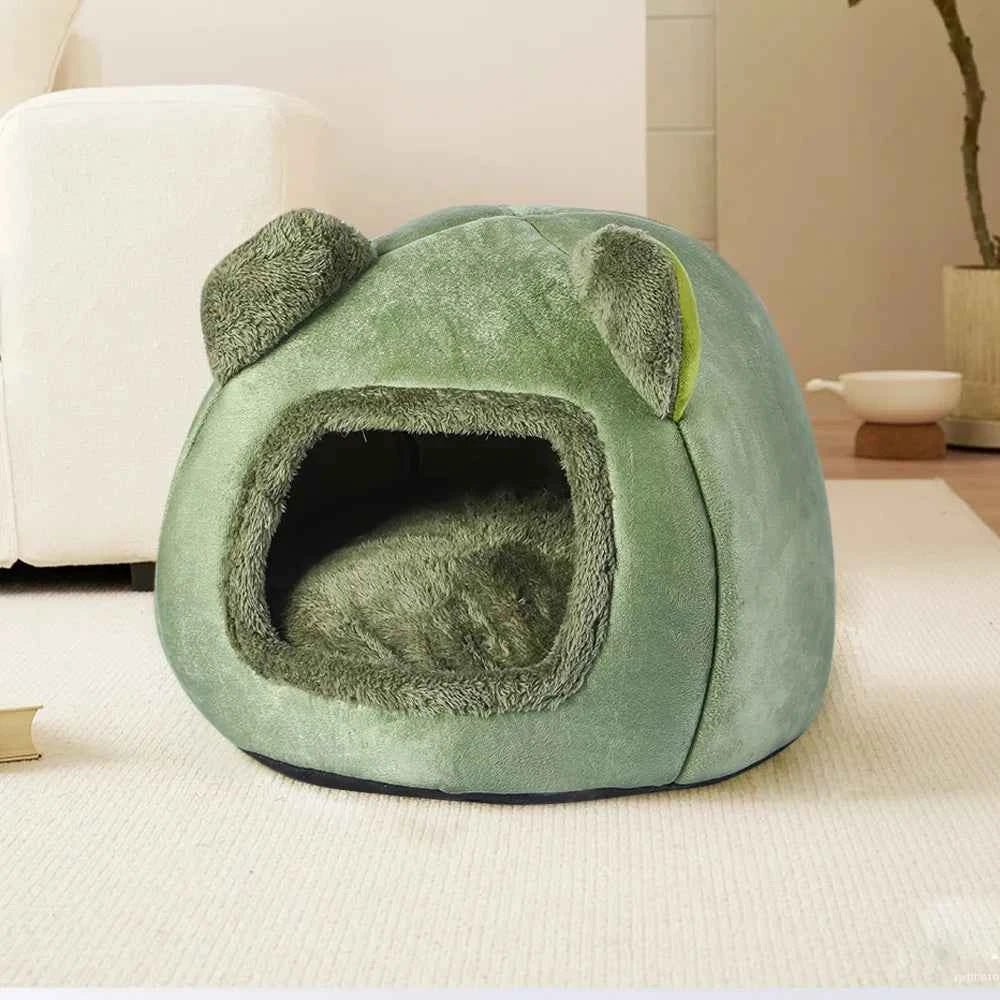 Bear Head Warm Plush Cat Bed Cozy Cave for Pets Indoor Pet House by Souths Cheap Stuff