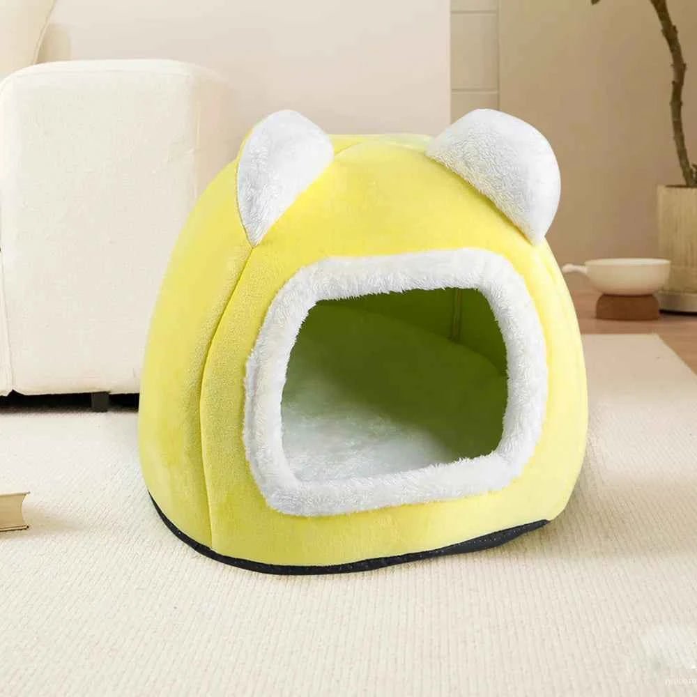 Bear Head Warm Plush Cat Bed Cozy Cave for Pets Indoor Pet House by Souths Cheap Stuff