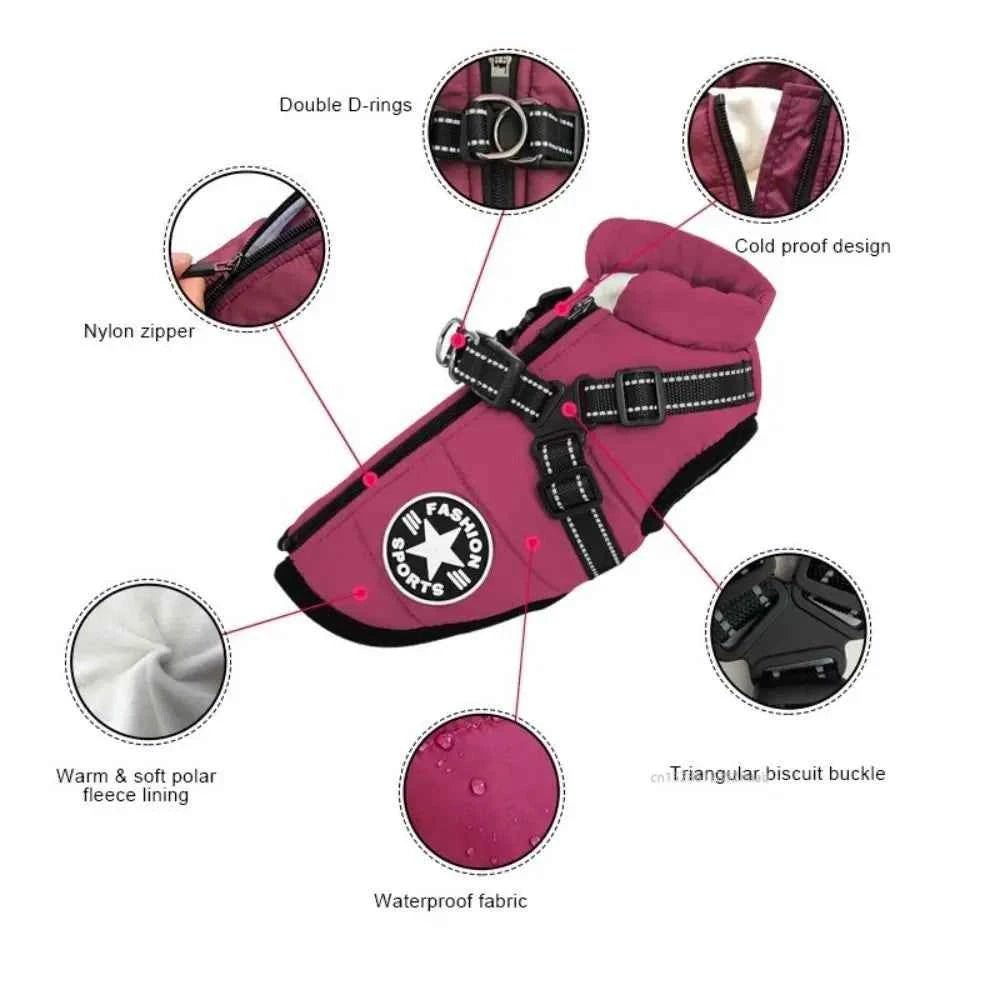New Waterproof Pet Dog Jacket Warm Fleece Lined Cat Coat Vest Thick Dog Clothes Winter Season by Souths Cheap Stuff