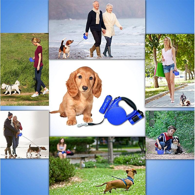 Nightwalk 4.5M Led Light And Waste Bag Dispenser Retractable Dog Leash by Dog Hugs Cat