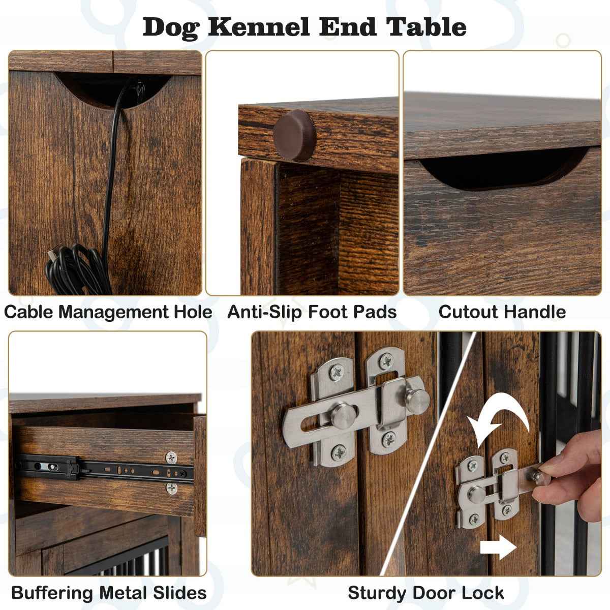 NNECW Furniture Style Dog Crate with Wired & Wireless Charging - shop_name pets petsupplys