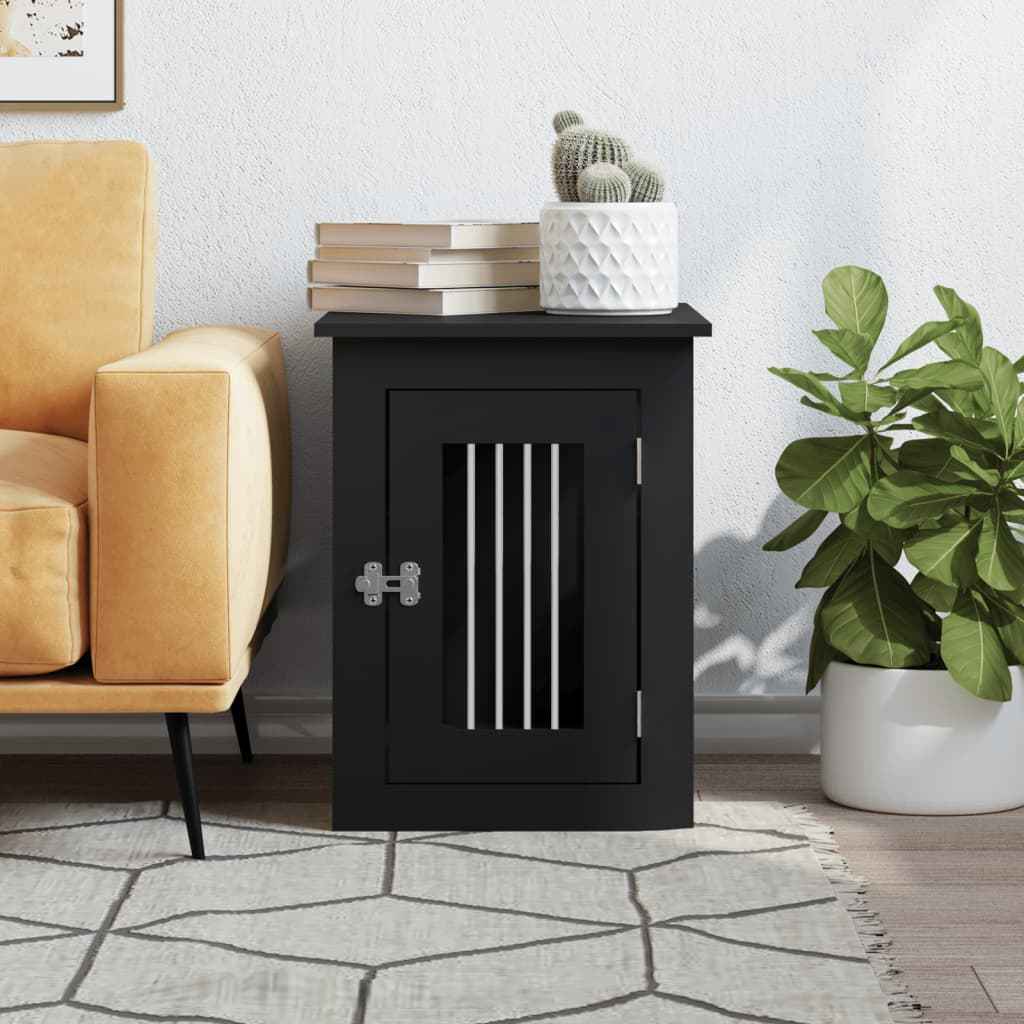 NNEVL Dog Crate Furniture Black 45x62x59 cm Engineered Wood - shop_name pets petsupplys