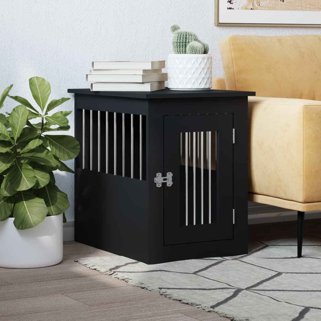 NNEVL Dog Crate Furniture Black 45x62x59 cm Engineered Wood - shop_name pets petsupplys